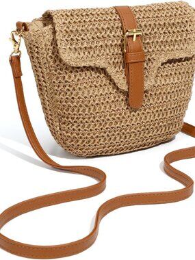 Straw Bag Beach Purse Summer Purses for Women Vacation Handbags Woven Crossbody
